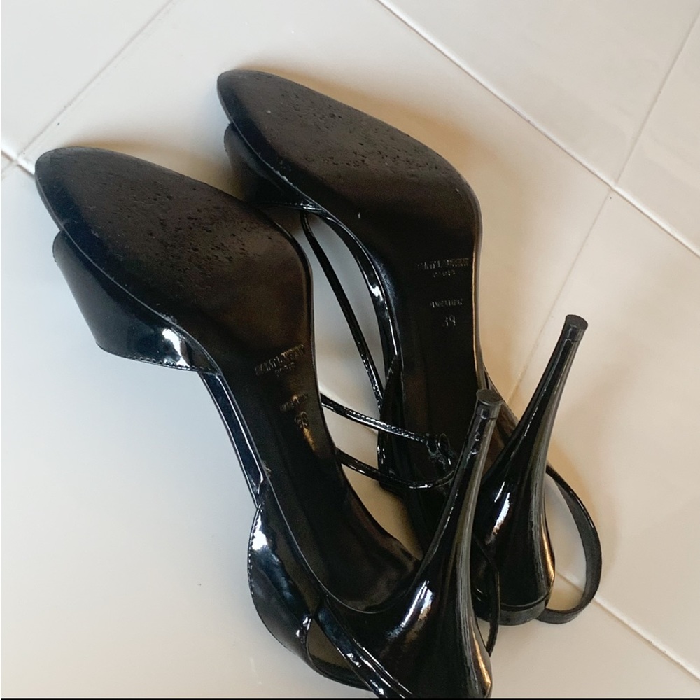 Saint Laurent, Anouk Patent Leather Slingback Sandals - Picture 14 of 15